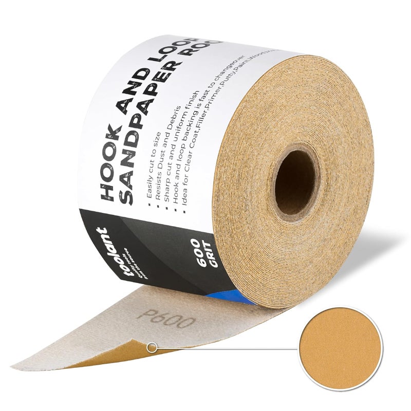 toolant 600 Grit Sandpaper Roll, 2-3/4" Wide 12 Yard Longboard Hook and Loop Sandpaper for Automotive,Woodworking, Metal, Plastic, Sanding Blocks - Image 1